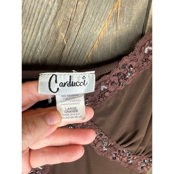 Carducci Brown Camisole Women’s Lace & Sparkle Detail Polyester Spandex - Picture 4 of 6